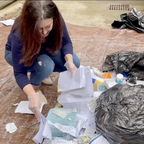 SLI Mentor, Lisa Kropp, assists with Harborfield's waste audit