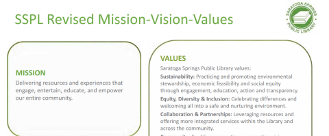 Image from Saratoga Springs Public Library's Strategic Plan showing their top value of sustainability.